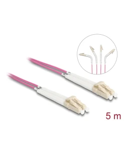 מגשר אופטי מולטי מוד LC Duplex OM4 ז/ז עם מחברים זוויתיים DELOCK | 88090