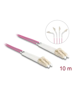 מגשר אופטי מולטי מוד LC Duplex OM4 ז/ז עם מחברים זוויתיים DELOCK | 88091