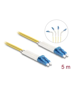 מגשר אופטי סינגל מוד LC Duplex OS2 ז/ז עם מחברים זוויתיים DELOCK | 88073