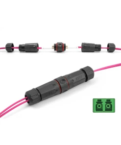 מופה לסיבים אופטים סינגל מוד LC Duplex APC אטומה נגד מים IP68 צבע שחור DELOCK | 87874