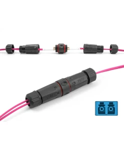 מופה לסיבים אופטים סינגל מוד LC Duplex UPC אטומה נגד מים IP68 צבע שחור DELOCK | 87873