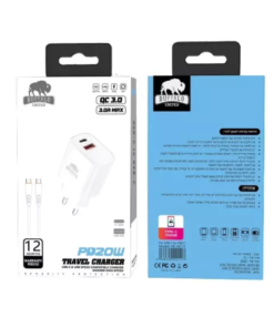 מטען קיר מהיר 65W כולל כבל PD TYPEC כולל 2 חיבורים Buffalo | BF-65W