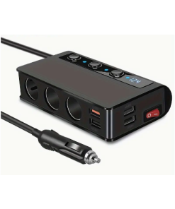 מפצל למצת רכב ל 3 כניסות לטעינה של עד 180W עם צג דיגיטלי ומצפן Buffalo | TR-24