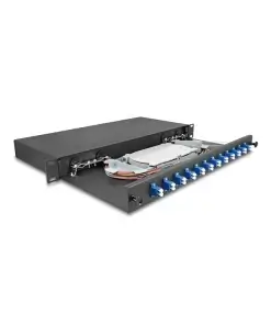 פאנל אופטי נשלף ''19 לארון תקשורת עם 12 שקעים LC Duplex OS2 להרכבה DELOCK | 67003
