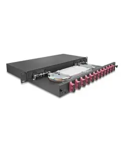 פאנל אופטי נשלף ''19 לארון תקשורת עם 12 שקעים LC Duplex OS2 להרכבה DELOCK | 67008