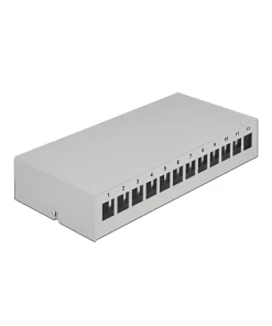 פאץ' פאנל 12 פורט ללא שקעים DIN rail mounting בצבע אפור DELOCK | 43414