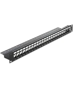 פאץ' פאנל ''19 / 1U לארון תקשורת 24 פורט ללא שקעים DELOCK | 43277