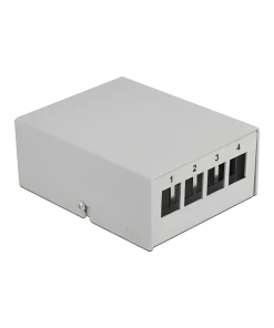 פאץ' פאנל 4 פורט ללא שקעים DIN rail mounting בצבע אפור DELOCK | 43407