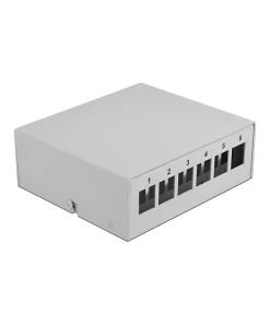 פאץ' פאנל 6 פורט ללא שקעים DIN rail mounting בצבע אפור DELOCK | 43410