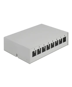 פאץ' פאנל 8 פורט ללא שקעים DIN rail mounting בצבע אפור DELOCK | 43412