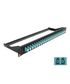 פאץ' פאנל אופטי ''19 לארון תקשורת עם 24 שקעים LC Duplex OM3 להרכבה DELOCK | 43389
