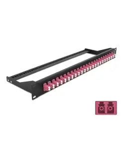פאץ' פאנל אופטי ''19 לארון תקשורת עם 24 שקעים LC Duplex OM4 להרכבה DELOCK | 43390