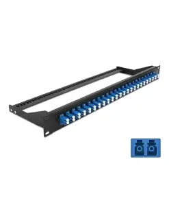 פאץ' פאנל אופטי ''19 לארון תקשורת עם 24 שקעים LC Duplex OS2 להרכבה DELOCK | 43386