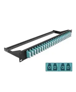 פאץ' פאנל אופטי ''19 לארון תקשורת עם 24 שקעים LC Quad OM3 להרכבה DELOCK | 43401