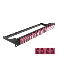 פאץ' פאנל אופטי ''19 לארון תקשורת עם 24 שקעים LC Quad OM4 להרכבה DELOCK | 43403