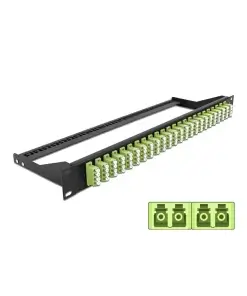 פאץ' פאנל אופטי ''19 לארון תקשורת עם 24 שקעים LC Quad OM5 להרכבה DELOCK | 43404