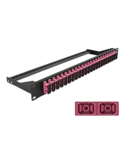 פאץ' פאנל אופטי ''19 לארון תקשורת עם 24 שקעים SC Duplex OM4 להרכבה DELOCK | 43396
