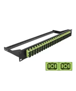 פאץ' פאנל אופטי ''19 לארון תקשורת עם 24 שקעים SC Duplex OM5 להרכבה DELOCK | 43397