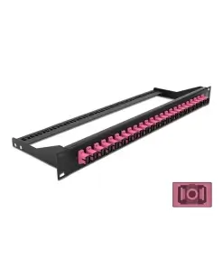 פאץ' פאנל אופטי ''19 לארון תקשורת עם 24 שקעים SC Simplex OM4 להרכבה DELOCK | 43384