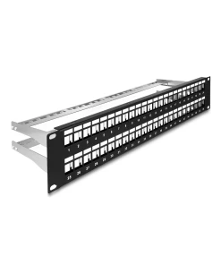 פאץ' פאנל זוויתי ''19 / 1U לארון תקשורת 24 פורט ללא שקעים DELOCK | 66878