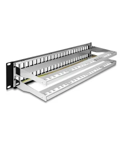 פאץ' פאנל זוויתי ''19 / 1U לארון תקשורת 24 פורט ללא שקעים DELOCK | 66879
