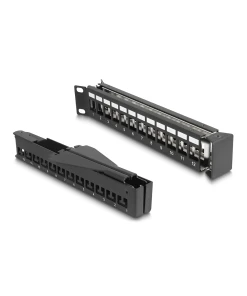 פאץ' פאנל זוויתי ''19 / 1U לארון תקשורת 24 פורט ללא שקעים DELOCK | 66976