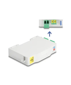 קופסא FTTH DIN Rail לחיבור 2 סיבים אופטיים LC Duplex להרכבה DELOCK | 85936
