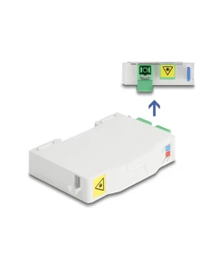קופסא FTTH DIN Rail לחיבור 2 סיבים אופטיים SC Simplex להרכבה DELOCK | 85935