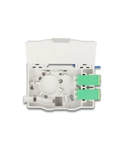קופסא FTTH DIN Rail לחיבור 4 סיבים אופטיים LC Duplex להרכבה DELOCK 88098