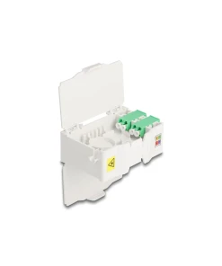 קופסא FTTH DIN Rail לחיבור 4 סיבים אופטיים LC Duplex להרכבה DELOCK 88098