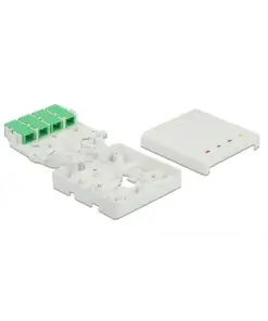 קופסא FTTH DIN Rail לחיבור 4 סיבים אופטיים SC Simplex להרכבה DELOCK | 85921