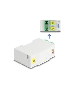 קופסא FTTH DIN Rail לחיבור 4 סיבים אופטיים SC Simplex להרכבה DELOCK | 88097
