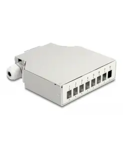 קופסא FTTH DIN Rail לחיבור 8 סיבים אופטיים LC Duplex או SC Simplex להרכבה DELOCK | 85931