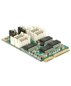 כרטיס MiniPCIe IO PCIe full size Serial RS-232 עם 4 יציאות DB9 with Voltage supply צ'יפ Exar כסף DELOCK 95244