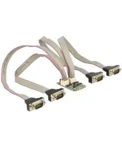 כרטיס MiniPCIe IO PCIe full size Serial RS-232 עם 4 יציאות DB9 with Voltage supply צ'יפ Exar כסף DELOCK 95244