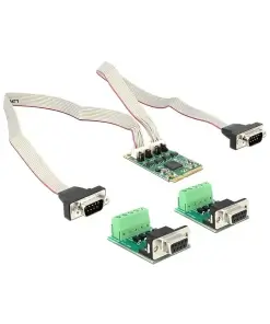 כרטיס MiniPCIe I/O PCIe full size Serial RS-422 / 485 עם 2 יציאות DB9 with 600 W Surge צ'יפ Exar כסף DELOCK | 95245