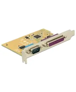 כרטיס PCIe x1 Serial RS-232 עם יציאת DB9 + יציאת Parallel צ'יפ SUN זהב DELOCK | 89446
