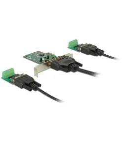 כרטיס PCIe x1 Serial RS-422/485 Low profile עם 2 יציאות DB9 צ'יפ Exar כסף DELOCK | 65841