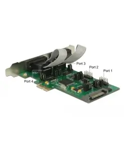 כרטיס PCIe x1 Serial TTL 3.3 V / RS-232 Low profile עם 4 יציאות DB9 צ'יפ WCH כסף DELOCK | 62922