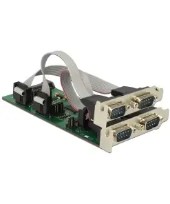 כרטיס PCIe x1 Serial TTL 3.3 V / RS-232 Low profile עם 4 יציאות DB9 צ'יפ WCH כסף DELOCK | 62922