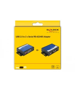 ממיר USB 2.0 עם 2 חיבורים DB9 Serial RS-422485 + הגנת 15kV ESD צ'יפ FTDI בצבע שחור DELOCK 87586
