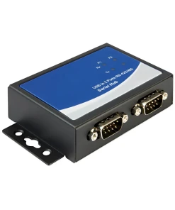 ממיר USB 2.0 עם 2 חיבורים DB9 Serial RS-422485 + הגנת 15kV ESD צ'יפ FTDI בצבע שחור DELOCK 87586