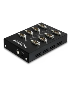 ממיר USB 2.0 עם 8 חיבורים DB9 Serial RS-232 צ'יפ Moschip בצבע שחור DELOCK | 61860