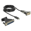 ממיר USB-C לחיבור DB9 Serial RS-232 + מתאם DB25 צ'יפ FTDI אורך 1.8 מטר DELOCK | 62904