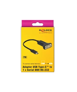 ממיר USB-C לחיבור DB9 Serial RS-232 צ'יפ FTDI אורך 15 ס