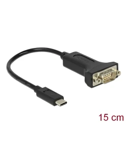 ממיר USB-C לחיבור DB9 Serial RS-232 צ'יפ FTDI אורך 15 ס"מ DELOCK | 63908