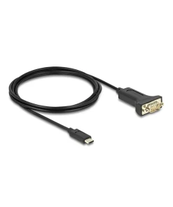ממיר USB-C לחיבור DB9 Serial RS-232 צ'יפ FTDI אורך 2 מטר DELOCK | 64196