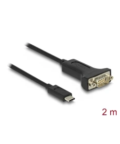 ממיר USB-C לחיבור DB9 Serial RS-232 צ'יפ FTDI אורך 2 מטר DELOCK | 64196