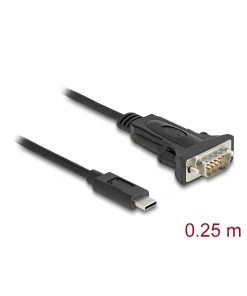 ממיר USB-C לחיבור DB9 Serial RS-232 צ'יפ FTDI אורך 25 ס"מ DELOCK | 64125