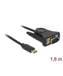 ממיר USB-C לחיבור DB9 Serial RS-232 צ'יפ Prolific אורך 1.8 מטר DELOCK | 62964